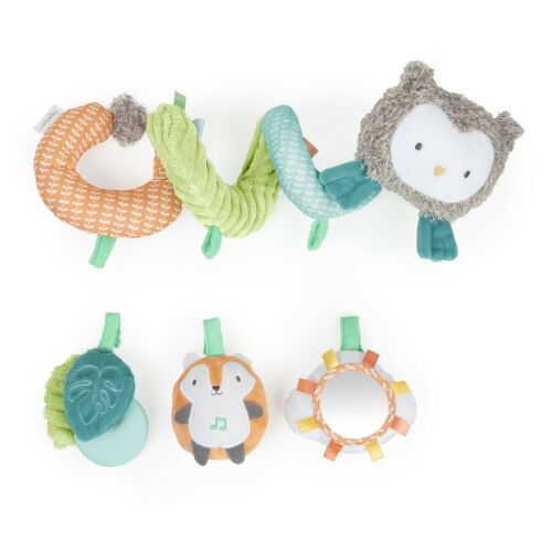 INGENUITY Nally and Friends Activity Bar Spiral Toy, Owl, Fox, Sun, Leaf, Mirror, Baby Toy