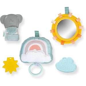 Ingenuity Calm Springs baba ajándékszett: rágóka, plüss szivárvány játék, nap tükör és fogzós kesztyű - Rágóka