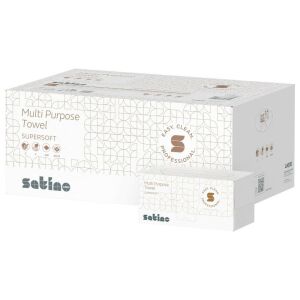 Satino Wepa Supersoft többcélű V hajtogatott törlőkendő 2 réteg, fehér, 22x21cm, 15x200 lap/karton 122388810 - Papírtörlő