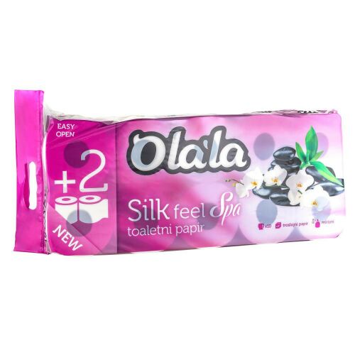 Olala Silk Feel Spa Toalettpapír, 3 rétegű, 10 tekercs, 6 csomag/zsák
