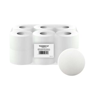 Toaletný papier ALPHA Smart Mini 2-vrstvový, 110m, 12 rolí v balení, biely, 100% celulóza, na použitie s dávkovačom toaletného papiera Smart One mini - Toaletný papier