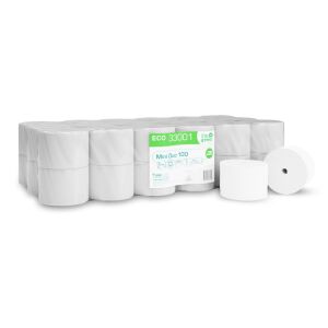 Тоалетна хартия Tubeless Mini Duo, 2-пластова, бяла, 36 ролки, I'm green - Tubeless