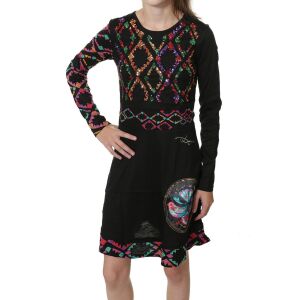 Desigual Uagagudu fekete, flitteres lány ruha, hosszú ujjú, 4 éves méret - Desigual