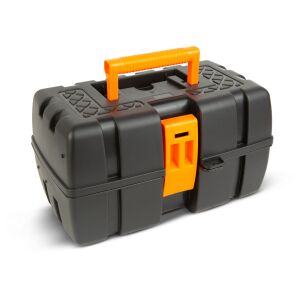 Čierna a oranžová plastová nádoba na náradie s rukoväťou, 37 x 23 x 21 cm - Handy Boxy a tašky na náradie