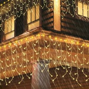 Teplé biele ľadové kvapky vianočné svetlá, 120 LED, 2.3m, 8 režimov, ľadové kvapky svetlá, vianočné svetlá, vonkajšie svetlá, teplé biele svetlá, ľadové kvapky svetelná reťaz - Sezónna výzdoba