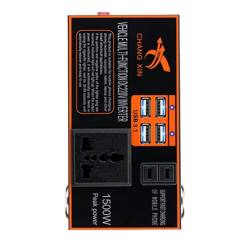 Chang Xin 1500W Špičkový výkon Multifunkčný DC220V invertor pre vozidlá so 4 USB 3.1 portami a 220V zásuvkou