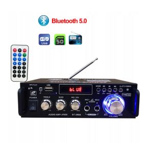 BT-298A Bluetooth 5.0 sztereó audio erősítő LCD kijelzővel, USB, SD kártya, FM rádió, távirányító - Sumker
