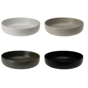 Set de 4 boluri Excellent Houseware din stoneware, 5x20 cm, 0,9 l, în alb, crem, gri și negru - Serviciu de cină