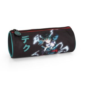 Puzdro na ceruzky My Hero Academia Izuku Midoriya One for All, čierne so zelenými a červenými detailmi, s obrázkom Izuku Midoriya v jeho hrdinskom kostýme - Peračníky