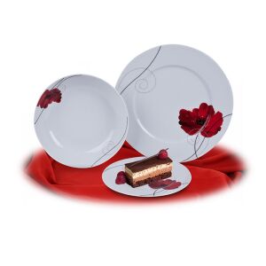 18 darabos Rotberg porcelán készlet, pipacs dekorral 122413540 - Tálalás