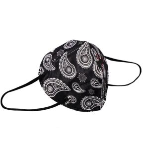 Mască filtrantă semi-facială AnDum FFP2 NR, model AD-1001, model paisley alb-negru - Mască pentru gură