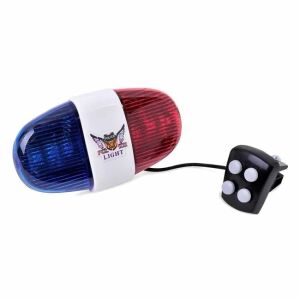 Kerékpáros rendőrségi sziréna, villogó funkcióval, 4 különböző hanggal, piros/kék színnel.