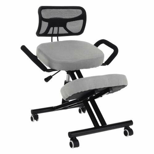 Rufus ergonomic kneeling chair, light grey fabric, black frame