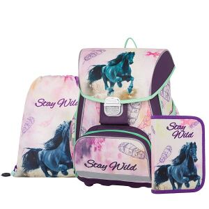 Oxybag Premium One Stay Wild lovas iskolatáska szett lányoknak, tartalmazza a hátizsákot, a tolltartót és a tornazsákot - Oxybag