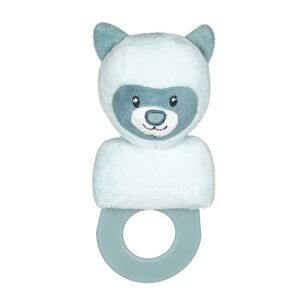 Petite & Mars Mike mackó csörgő, baba csörgő plüss mackó fejjel és gyűrűvel, kék és szürke - Petite&Mars