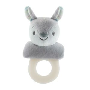 Petite&Mars mókus rágóka csörgővel, puha plüss gyűrűvel, szürke - Petite&Mars