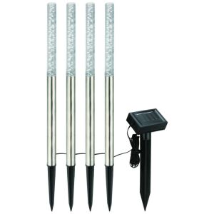 Entac 4 броя LED Слънчеви градински лампи, Неръждаема стомана, 4 LED, 4 часа работа - Слънчев фенер