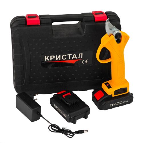 Elektryczne nożyce do cięcia gałęzi KRISTAL z dwoma akumulatorami 21V i walizką