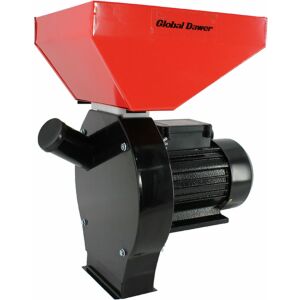 Global Dawer elektrische Getreidemühle, 3,5 kW, 200 kg/h Kapazität, roter Trichter, schwarzer Motor - Viehzucht