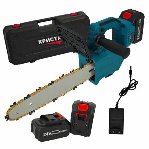 KRISTAL DDT-CRISTAL akkumulátoros láncfűrész 2 akkumulátorral, töltővel és hordtáskával - DDT