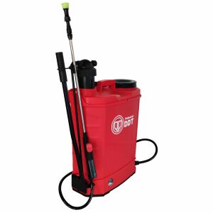 DDT 16L 2 w 1 Akumulatorowy opryskiwacz elektryczny, czerwony, widok z boku - DDT
