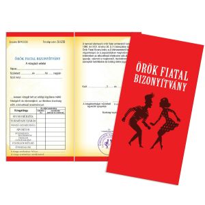 Vicces 'Örök Ifjúság' Bizonyítvány - Humoros ajándék az örök fiatalsághoz - Vicces ajándék