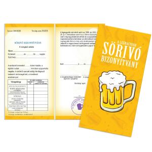 Vicces 'A legnagyobb sörivó' bizonyítvány - Nagyszerű ajándék sörkedvelőknek - Vicces ajándék