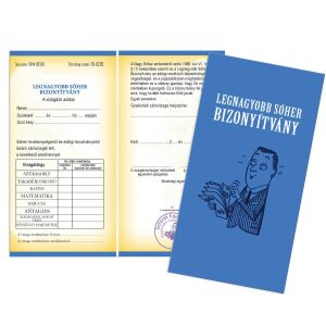 Vicces bizonyítvány, Legnagyobb sóher bizonyítvány, vicces ajándék ötlet - Vicces ajándék