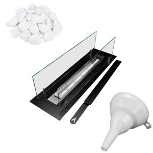 Bioetanolni umetak za kamin sa staklenim štitnicima, alatom za gašenje, bijelim ukrasnim kamenjem i lijevkom za biogorivo - Kamin