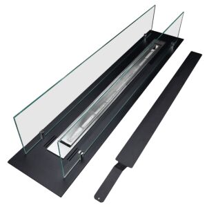 Bioethanol-Kamin / Bioethanolbrenner 100 cm, Einbau, mattschwarz, mit 2 gehärteten Glasscheiben, Bioethanol-Einfülltrichter, dekorativen weißen Kieselsteinen und Feuerlöscher, aus Edelstahl, 99 cm x 21 cm x 21 cm, Heizleistung: 4,2 kW, für den Innenbereich! 122426699 - Kamin & Herd