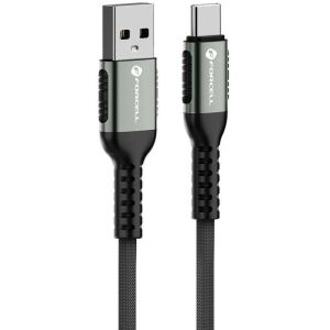 Nabíjací a dátový kábel USB-C Forcell F-Energy C256, čierny, 120cm, 3000mA, 66W, rýchle nabíjanie, QC 3.0, odolný proti zlomeniu, so vzorom šnúrok - Forcell USB káble