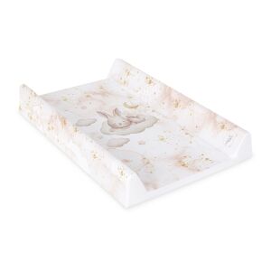 Ceba Baby Ultra Light Sleepy Bunny changing mat, 2-sided, with a firm board, 50x70 cm, white with pink and gold details, bunny design - Diapering