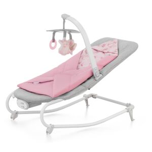 KINDERKRAFT Felio 2 Peony Rose baby bouncer with rocking motion, 3-point harness, and toy arch - Kinderkraft