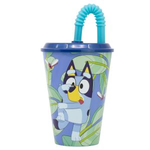 DISNEY Bluey pohár so slamkou, plastový 430 ml, bez BPA - Detské hrnčeky, poháre