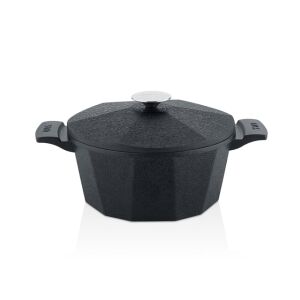 OMS Dodeca 7-teiliges Gusseisen-Kochgeschirr-Set, schwarz, mit Topf mit Deckel - Gusseisen Töpfe