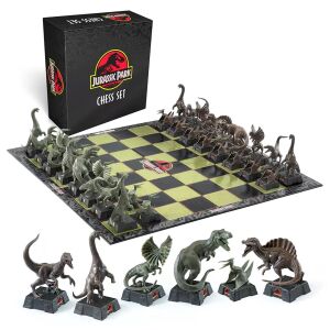 Set de șah Jurassic Park cu dinozauri, 32 piese, tablă 45x45 cm - Domino, șah