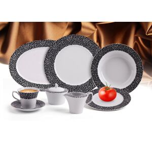 18 darabos Rotberg porcelán készlet, fekete márvány dekorral 122471333 - Tálalás