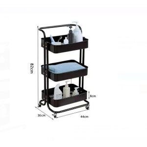 Fekete fém konyhai munkalap, 3 szint, 44x36x82 cm