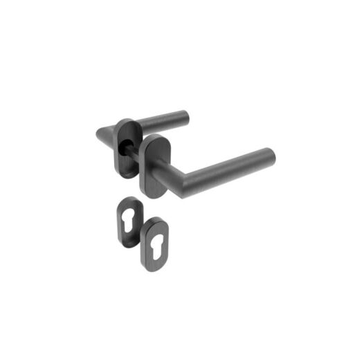 Türgriff aus Edelstahl, mit Zylinderrosette, Länge 135 mm, schwarze Farbe, matte Oberfläche 122473254