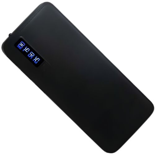 S DEPOT® külső akkumulátor, nagy kapacitású 30000 mAh, 3 x USB, műbőr kivitel, fekete