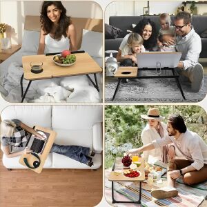 Collage des MDF Laptoptisches in verschiedenen Anwendungsfällen: Bett, Sofa, Picknick - Laptopständer