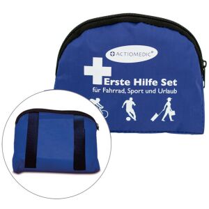 Actiomedic Erste Hilfe Set für Fahrrad, Sport und Urlaub, blaue Erste-Hilfe-Tasche mit Klettverschluss - Erste Hilfe