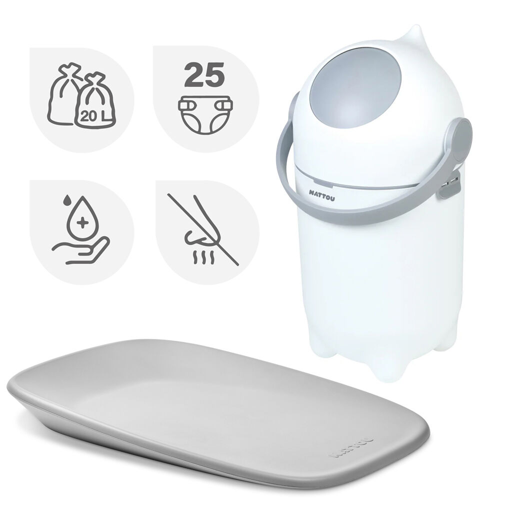 E-shop NATTOU Kôš na plienky Dropy a prebaľovacia podložka Softy White/G...