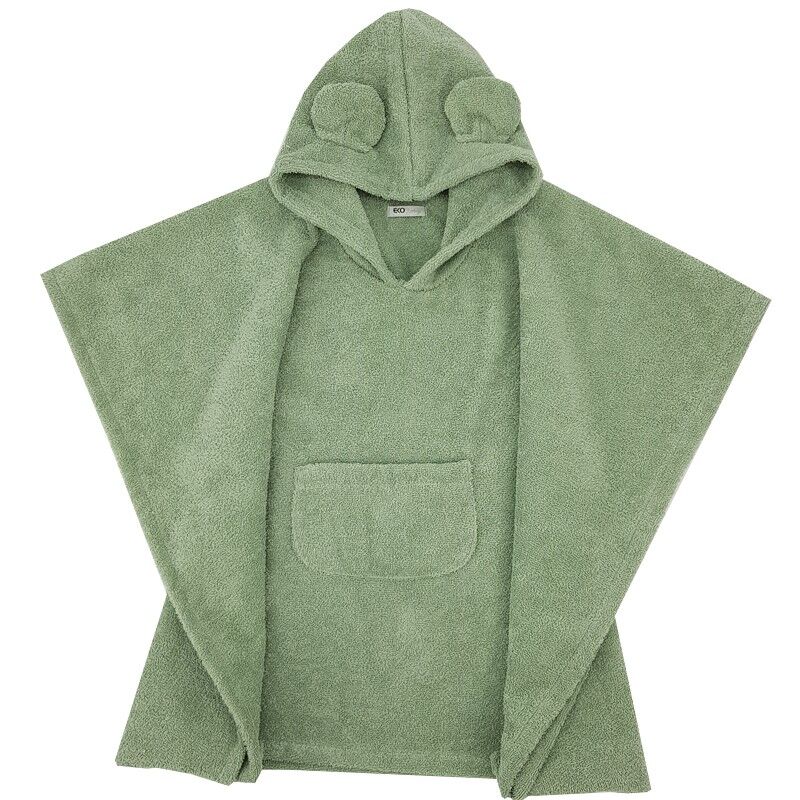 E-shop EKO Pončo bavlnené s kapucňou a uškami Olive green 75x120 cm