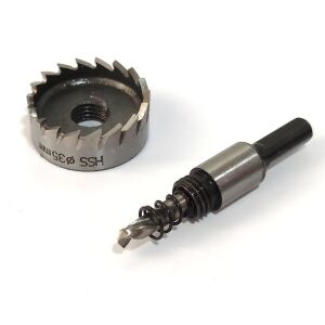 35 mm otwornica do metalu HSS, z wiertłem prowadzącym i sprężyną - DDT