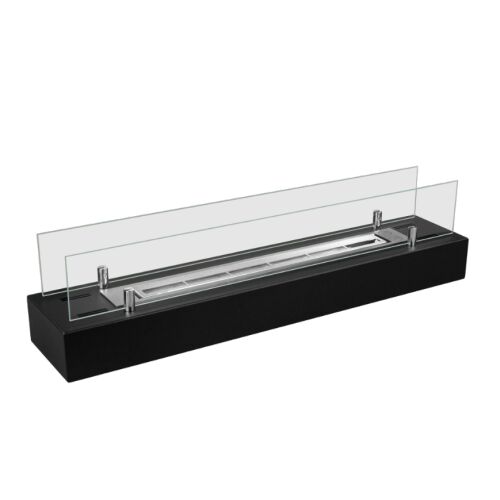 BYSIL Bioethanol Kamin 70cm, schwarz mit Glas