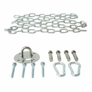 Pepita Universal Stainless Steel Hanging Set, includes ceiling hook, carabiners, chain, screws, and anchor screws - Sport & Leisure