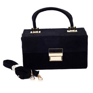 Dollcini Mini-Umhängetasche aus schwarzem Cord mit Crossbody-Gurt - Handtaschen