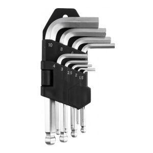 Verke imbuszkulcs készlet gömvégű rövid 9db-os imbusz kulcs 1,5-10 mm V35503