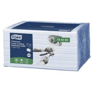 Tork tisztítókendő W8 többször használható, hajtogatott, KÉK 38,5X32, 40db/csg, 8csg/karton 122500356 - Tork